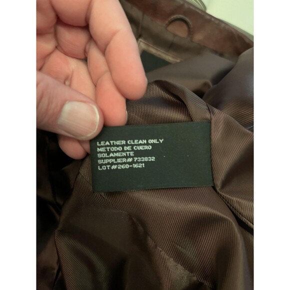 A.n.a Leather Jacket Womens Medium Brown Genuine Leather Zip Front Moto - Picture 15 of 15